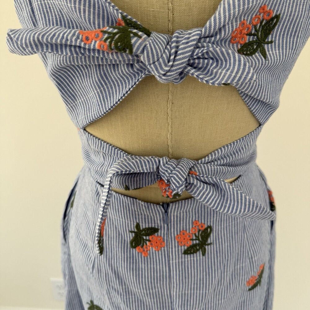 JOA Just One Answer Dress Striped Size M Coastal Cowgirl Embroidered Flowers - Picture 7 of 12